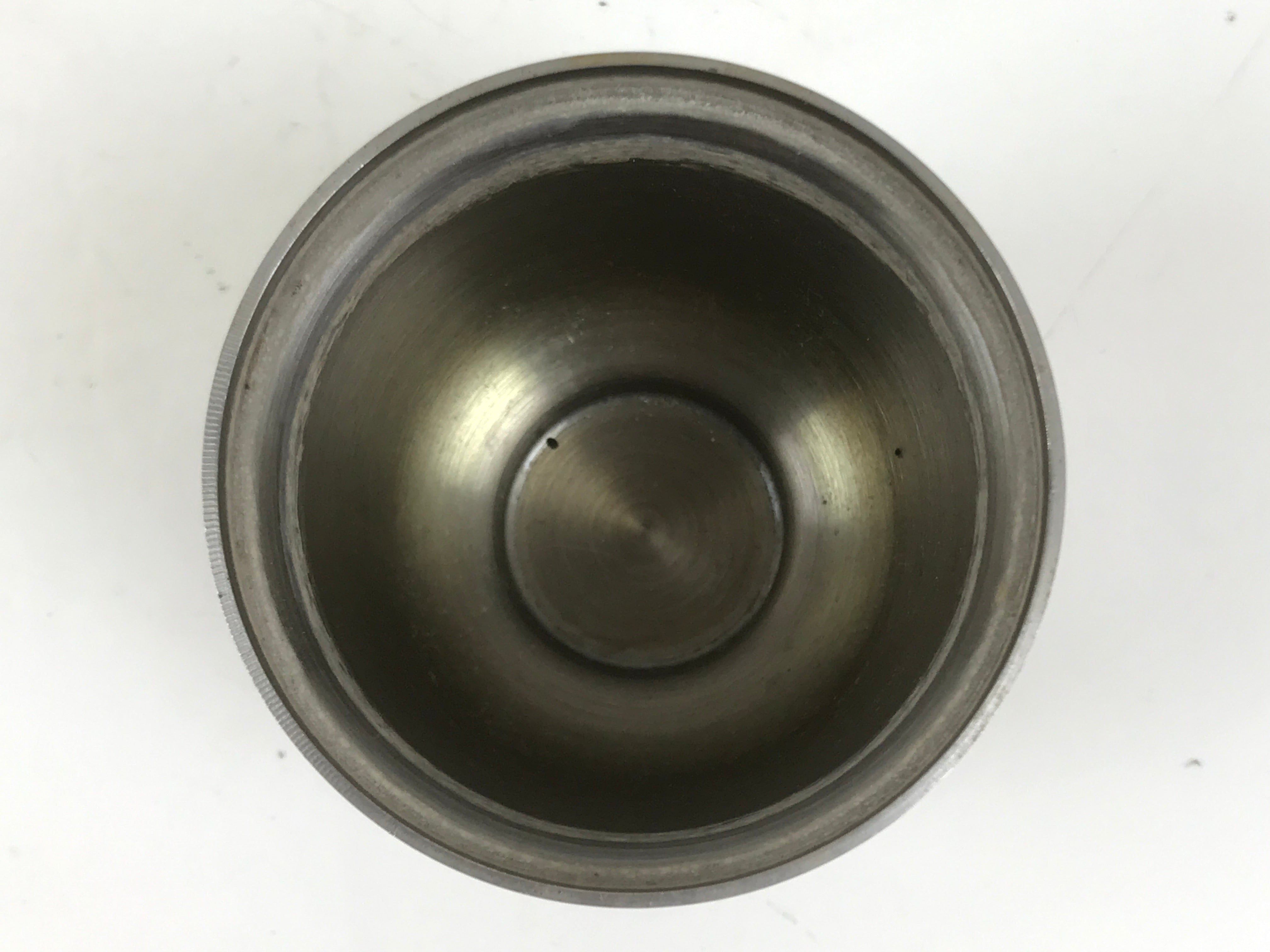 Japanese Buddhist Altar Metal Water Offering Cup Tea Chaki Silver Stand BA639