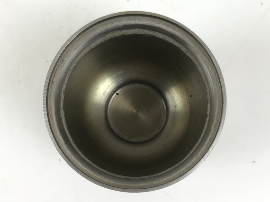 Japanese Buddhist Altar Metal Water Offering Cup Tea Chaki Silver Stand BA639