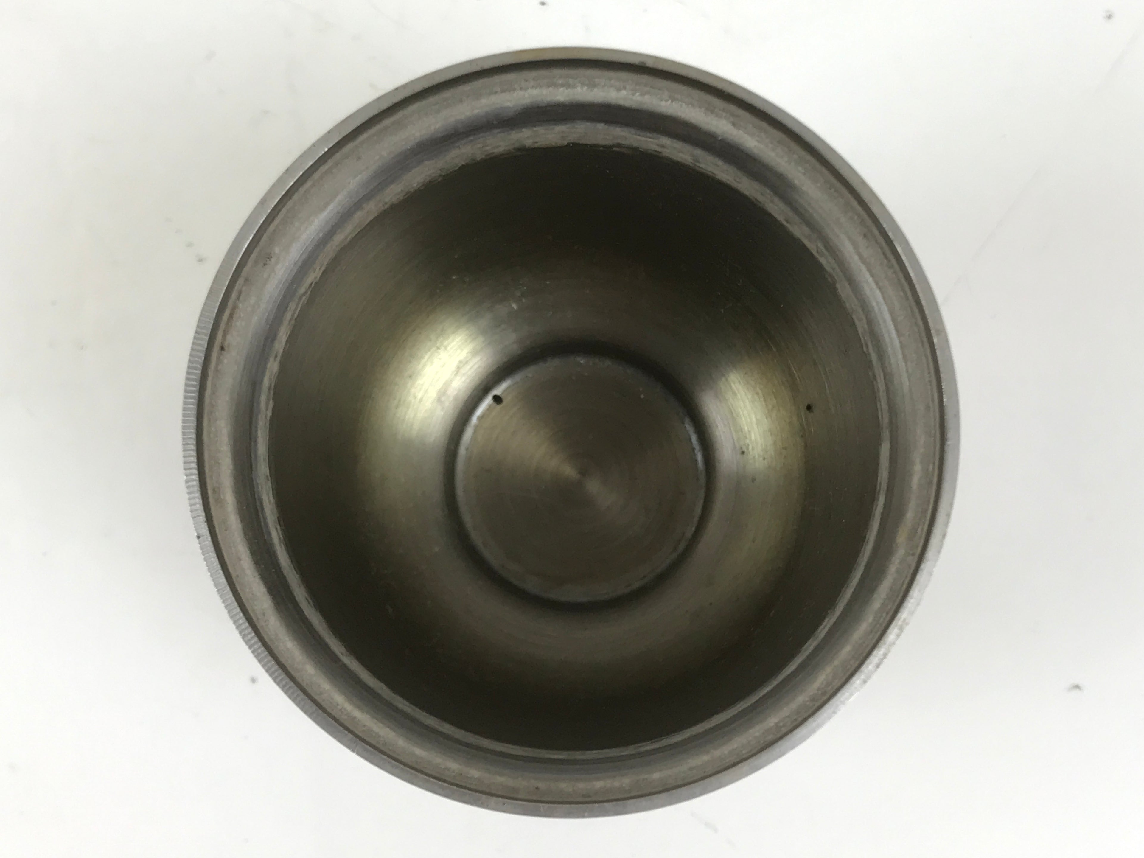 Japanese Buddhist Altar Metal Water Offering Cup Tea Chaki Silver Stand BA639