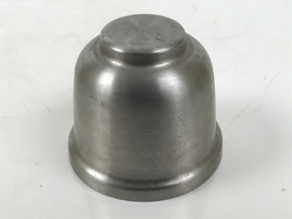 Japanese Buddhist Altar Metal Water Offering Cup Tea Chaki Silver Stand BA639