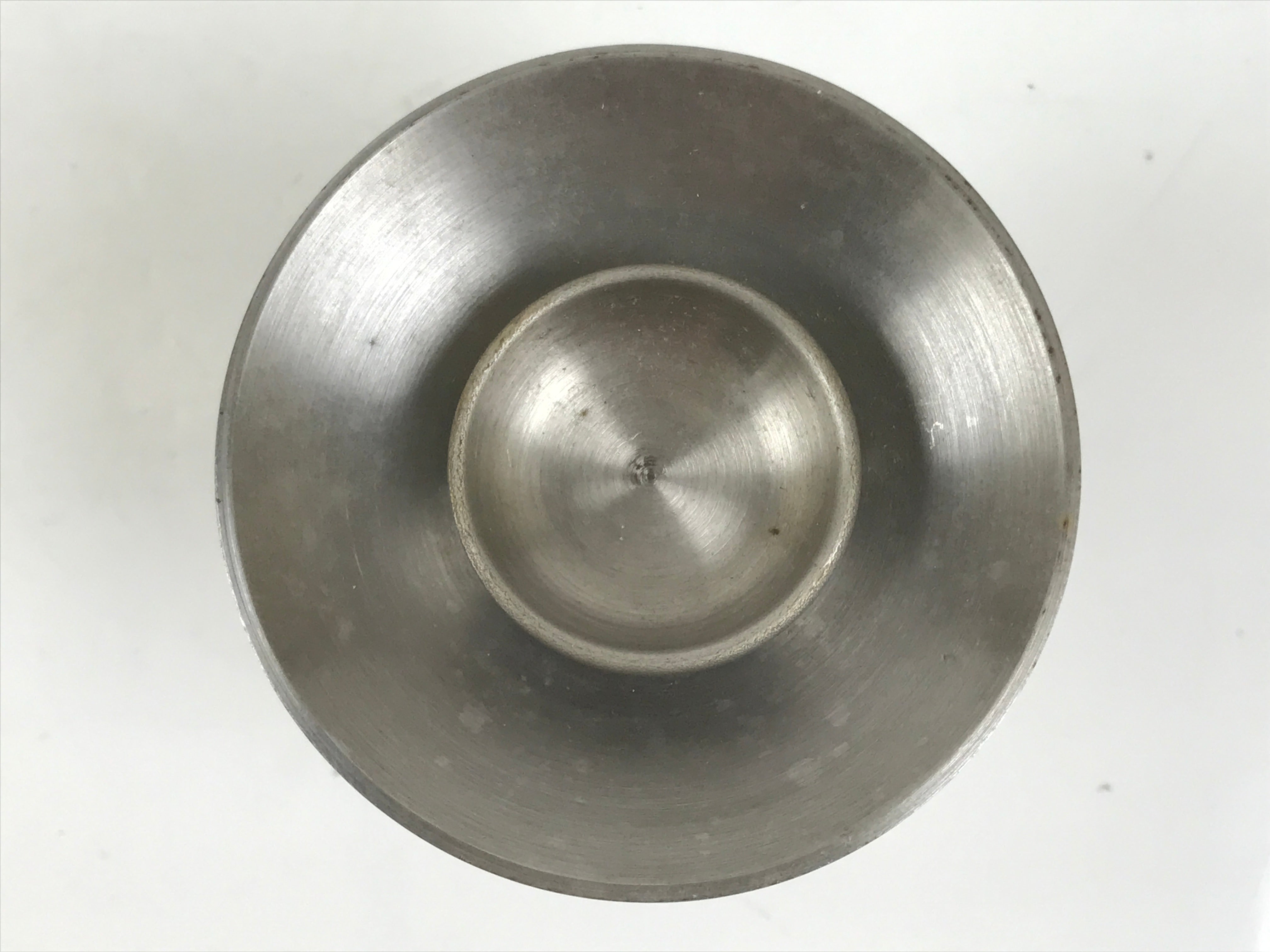 Japanese Buddhist Altar Metal Water Offering Cup Tea Chaki Silver Stand BA639