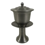 Japanese Buddhist Altar Metal Water Offering Cup Tea Chaki Silver Stand BA639
