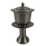 Japanese Buddhist Altar Metal Water Offering Cup Tea Chaki Silver Stand BA639
