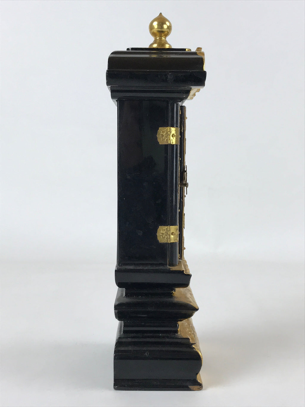 Japanese Buddhist Altar Mortuary Tablet Vtg Gold Black Wood Lacquer Ihai BA187