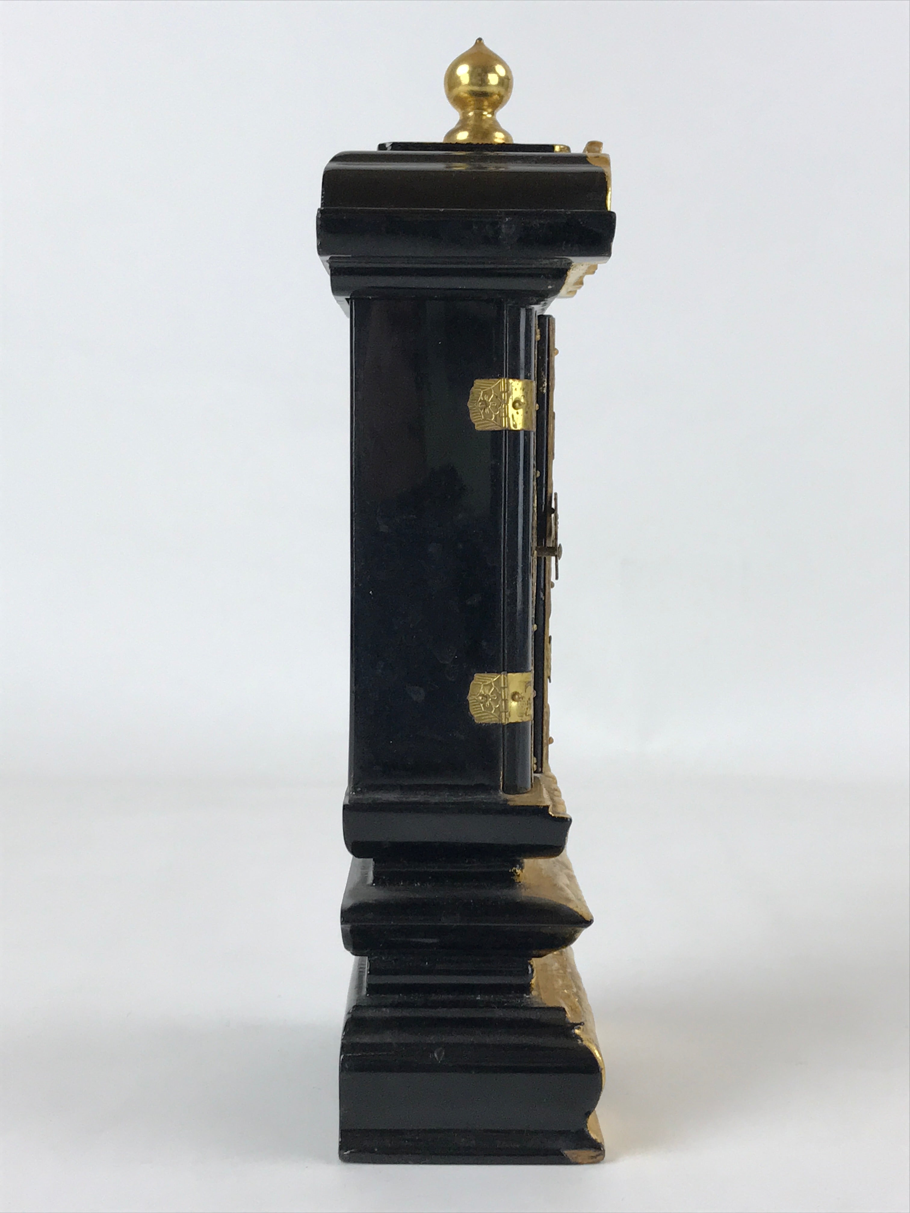 Japanese Buddhist Altar Mortuary Tablet Vtg Gold Black Wood Lacquer Ihai BA187