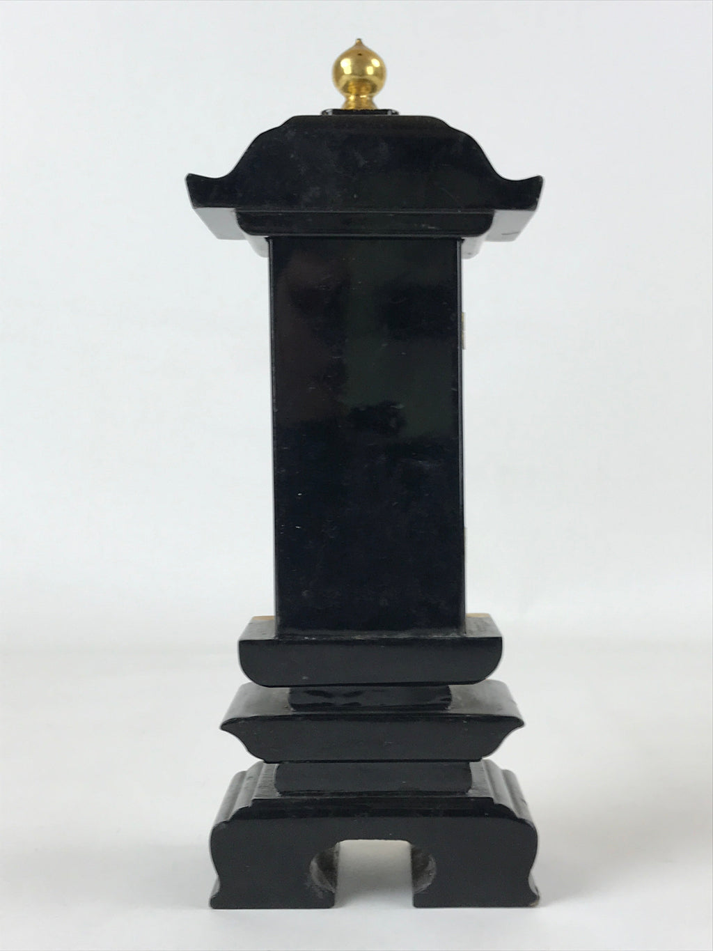 Japanese Buddhist Altar Mortuary Tablet Vtg Gold Black Wood Lacquer Ihai BA187