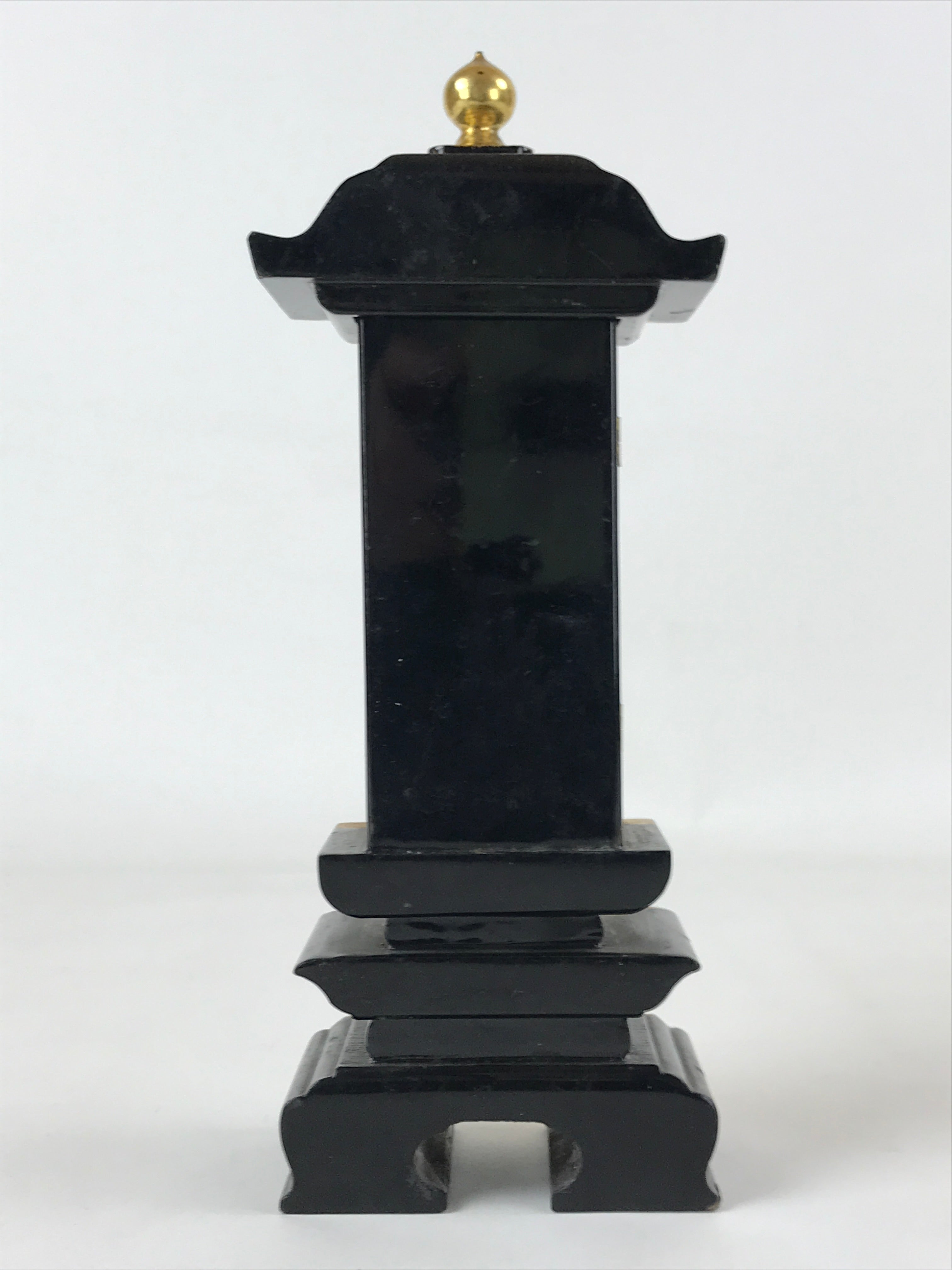 Japanese Buddhist Altar Mortuary Tablet Vtg Gold Black Wood Lacquer Ihai BA187
