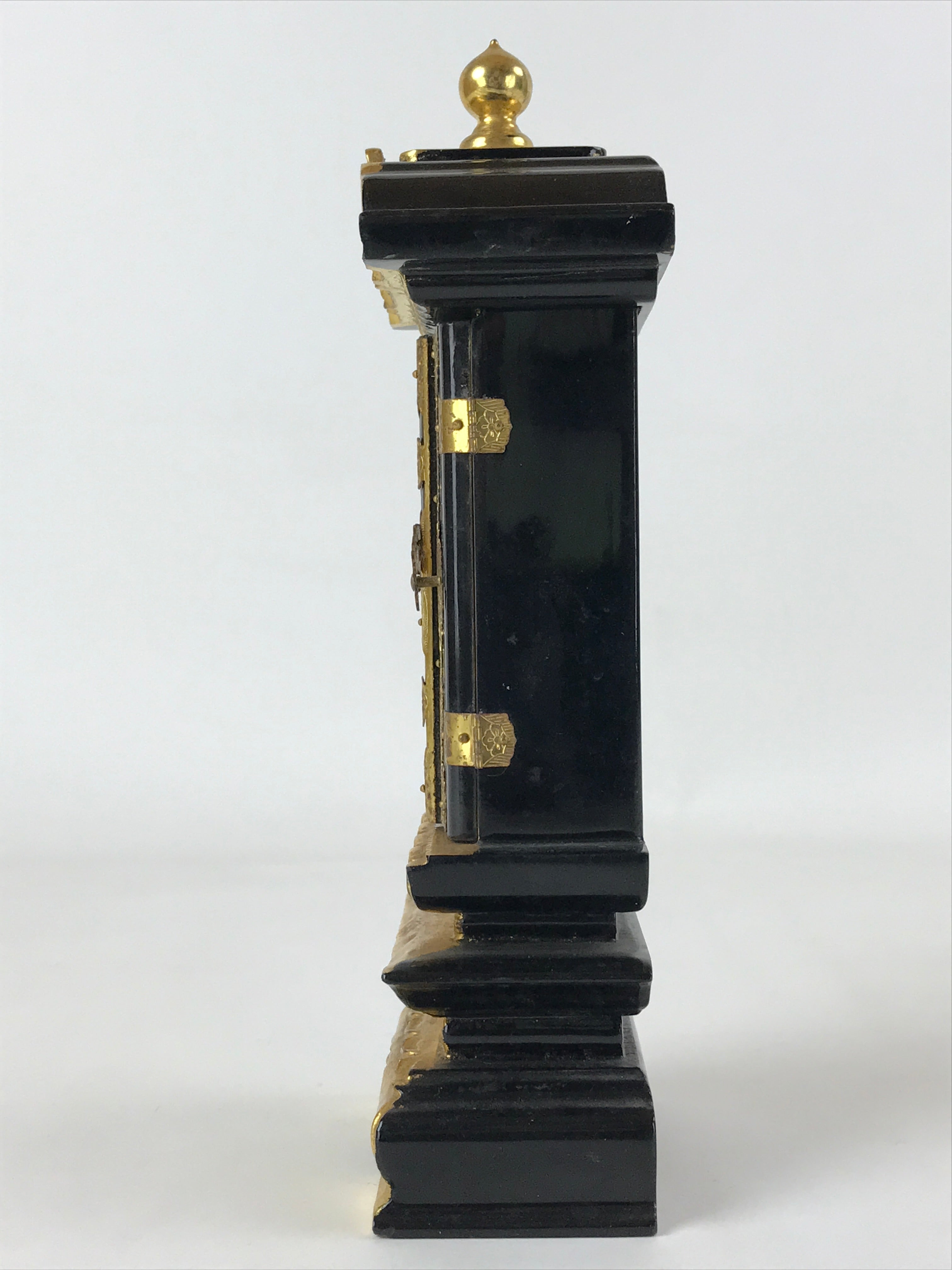 Japanese Buddhist Altar Mortuary Tablet Vtg Gold Black Wood Lacquer Ihai BA187