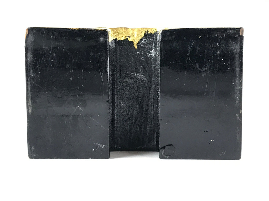 Japanese Buddhist Altar Mortuary Tablet Vtg Gold Black Wood Lacquer Ihai BA187