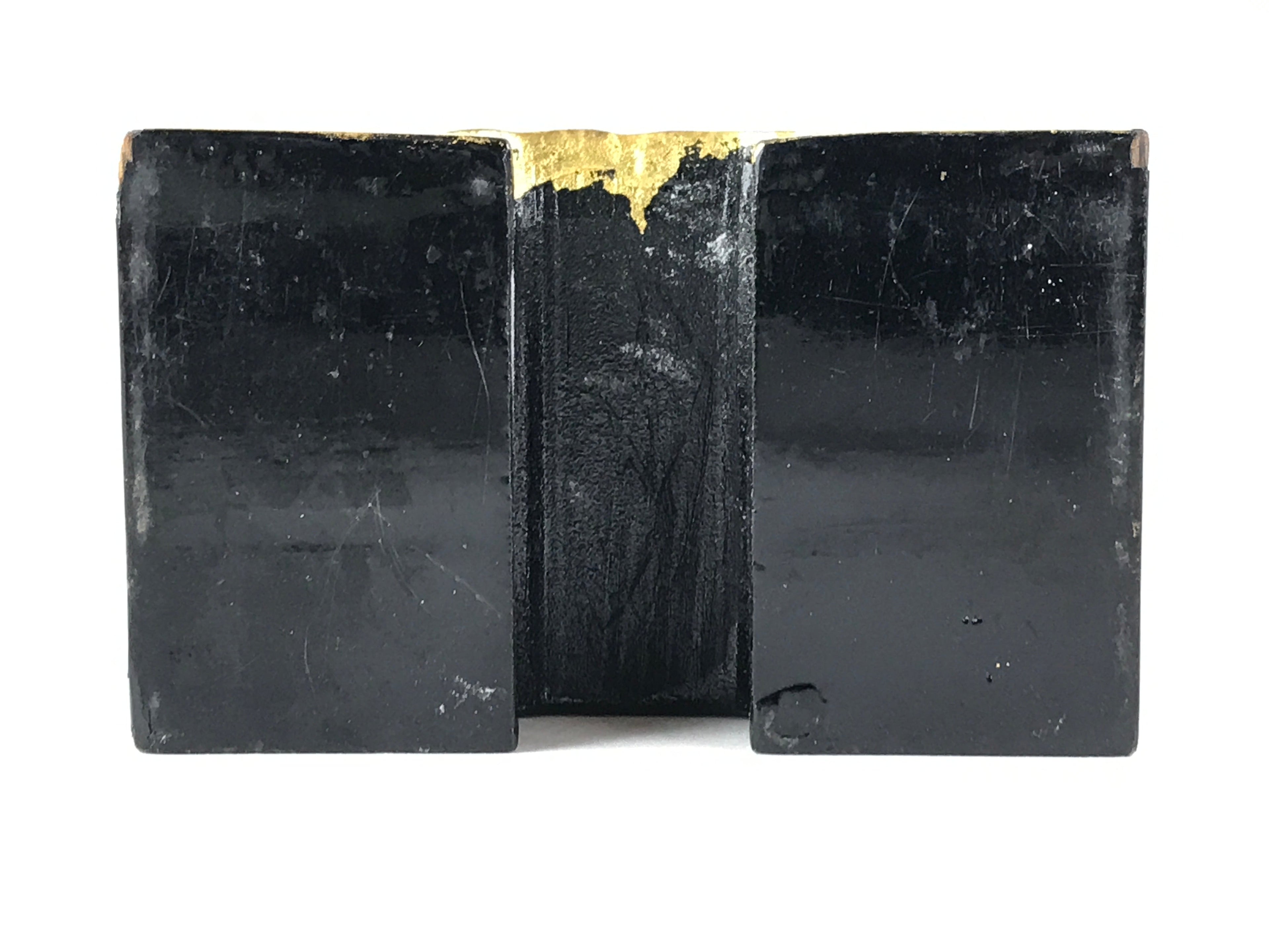 Japanese Buddhist Altar Mortuary Tablet Vtg Gold Black Wood Lacquer Ihai BA187