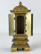 Japanese Buddhist Altar Mortuary Tablet Vtg Gold Black Wood Lacquer Ihai BA187