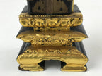 Japanese Buddhist Altar Mortuary Tablet Vtg Gold Black Wood Lacquer Ihai BA205