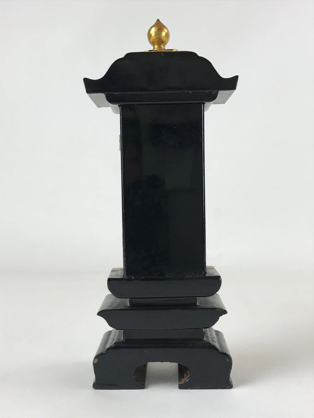 Japanese Buddhist Altar Mortuary Tablet Vtg Gold Black Wood Lacquer Ihai BA205