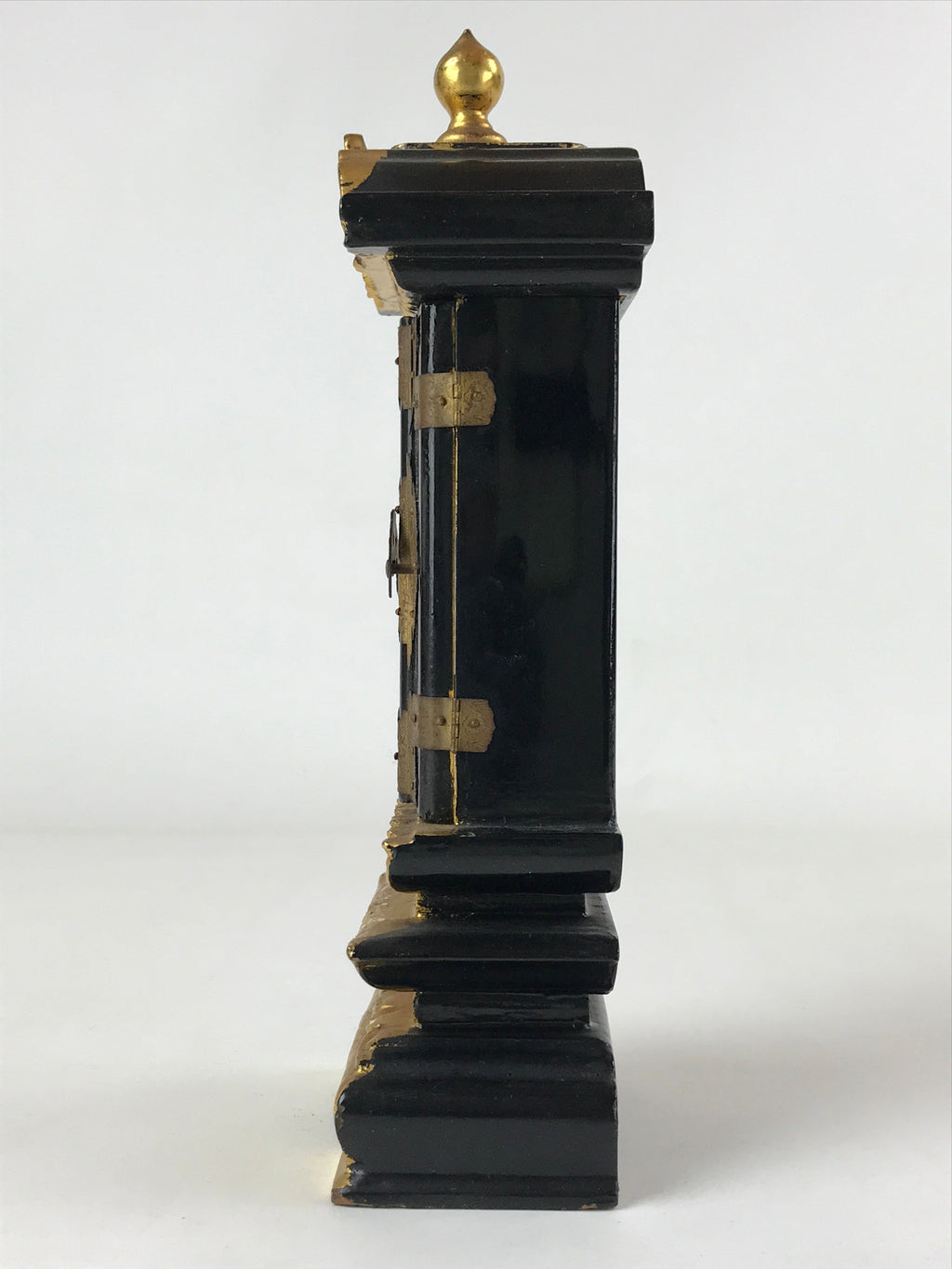 Japanese Buddhist Altar Mortuary Tablet Vtg Gold Black Wood Lacquer Ihai BA205