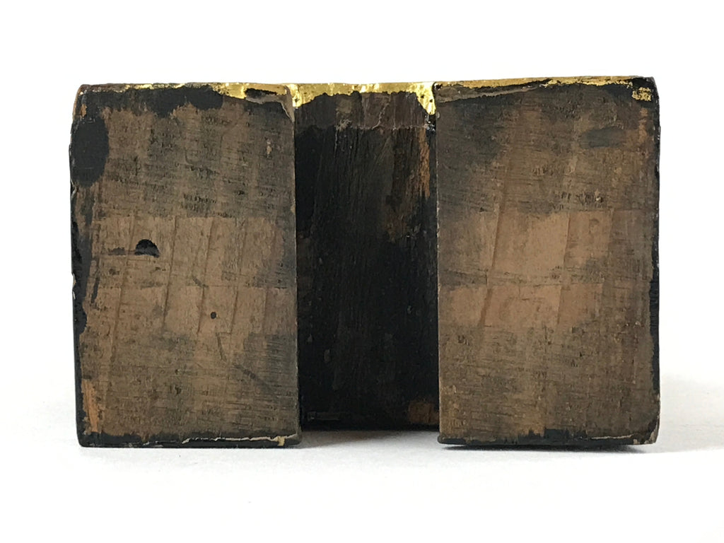 Japanese Buddhist Altar Mortuary Tablet Vtg Gold Black Wood Lacquer Ihai BA205