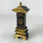 Japanese Buddhist Altar Mortuary Tablet Vtg Gold Black Wood Lacquer Ihai BA205