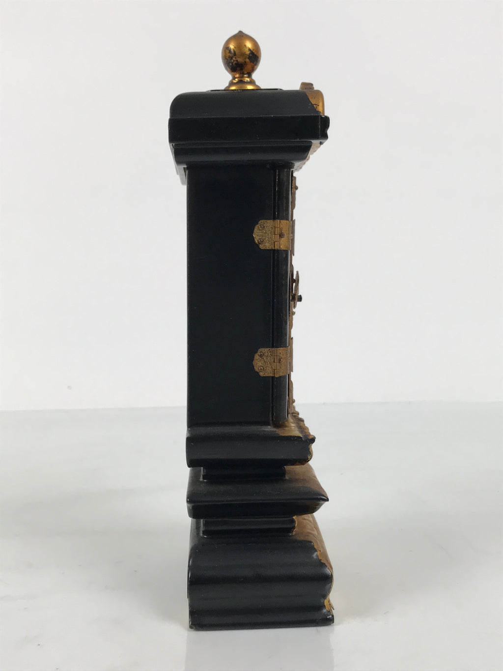 Japanese Buddhist Altar Mortuary Tablet Vtg Gold Black Wood Lacquer Ihai BA899