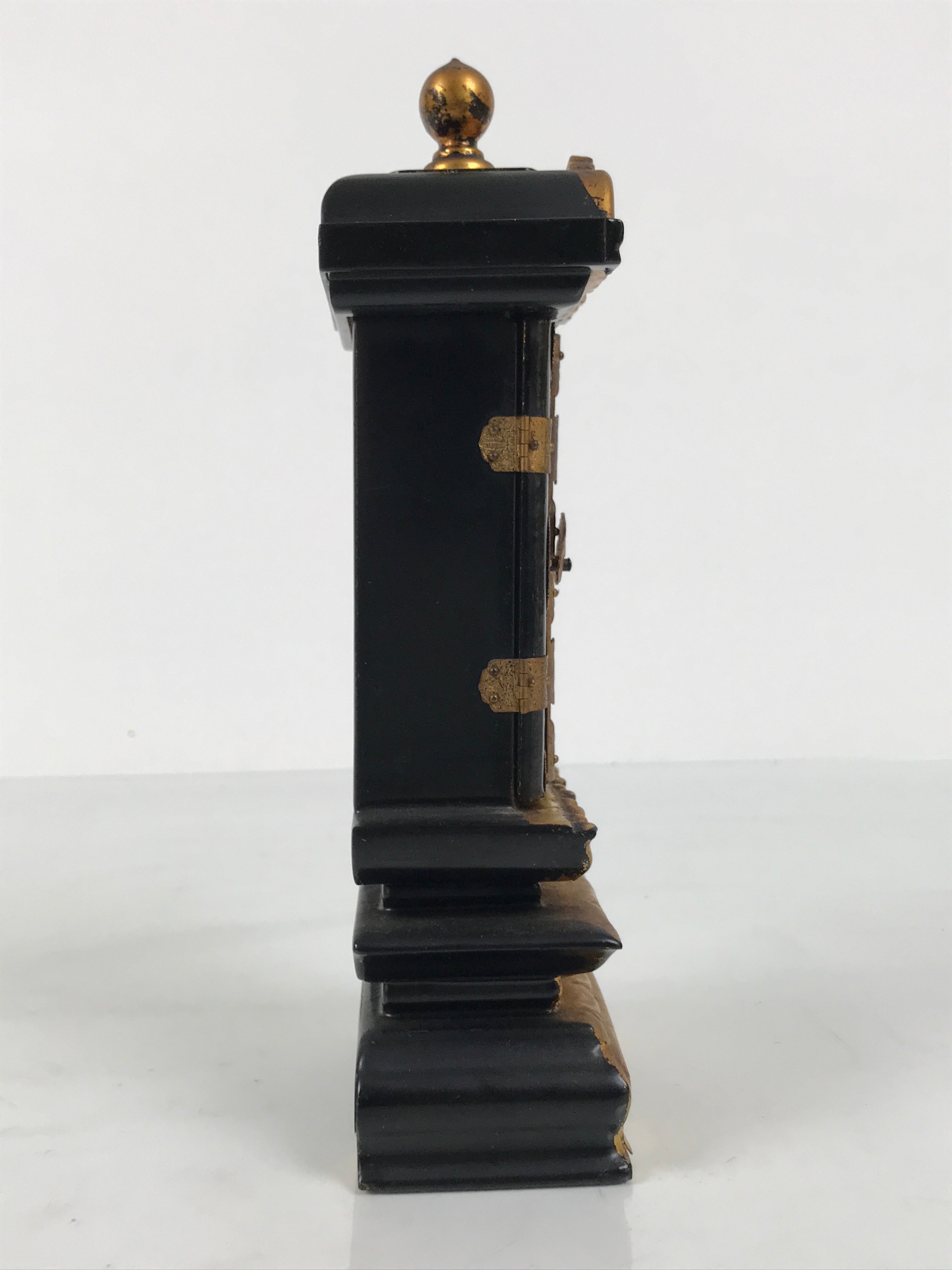 Japanese Buddhist Altar Mortuary Tablet Vtg Gold Black Wood Lacquer Ihai BA899
