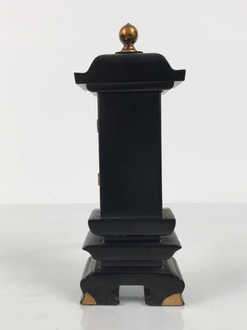 Japanese Buddhist Altar Mortuary Tablet Vtg Gold Black Wood Lacquer Ihai BA899