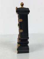 Japanese Buddhist Altar Mortuary Tablet Vtg Gold Black Wood Lacquer Ihai BA899