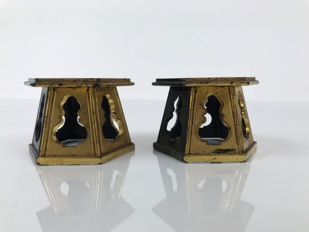 Japanese Buddhist Altar Offering Cup Stand Vtg 2pc Resin Bukki Butsugu BA735
