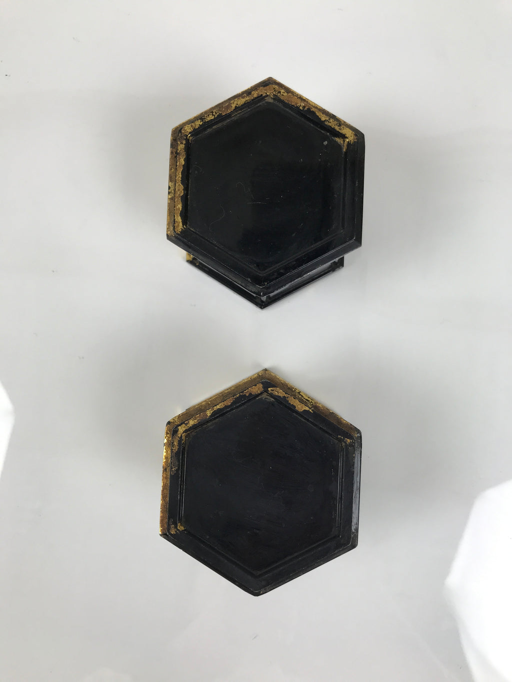 Japanese Buddhist Altar Offering Cup Stand Vtg 2pc Resin Bukki Butsugu BA735