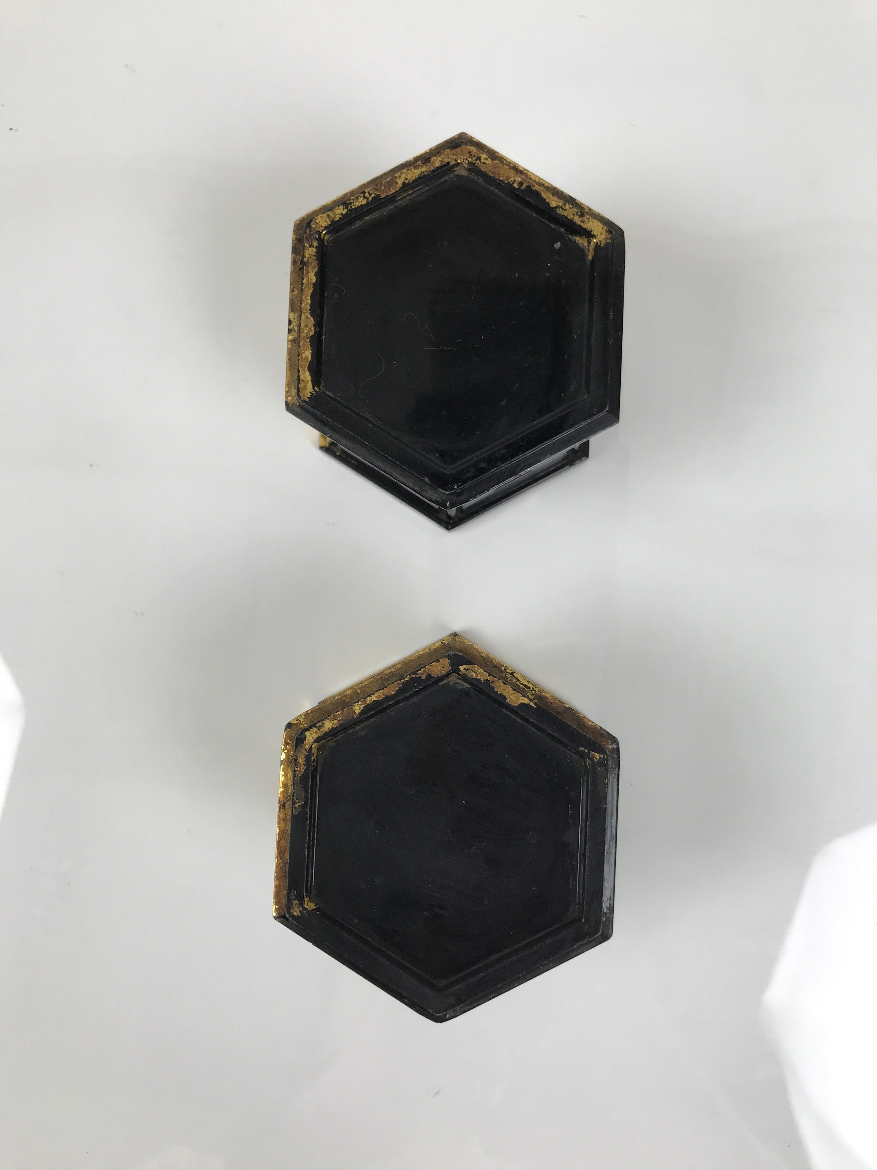 Japanese Buddhist Altar Offering Cup Stand Vtg 2pc Resin Bukki Butsugu BA735