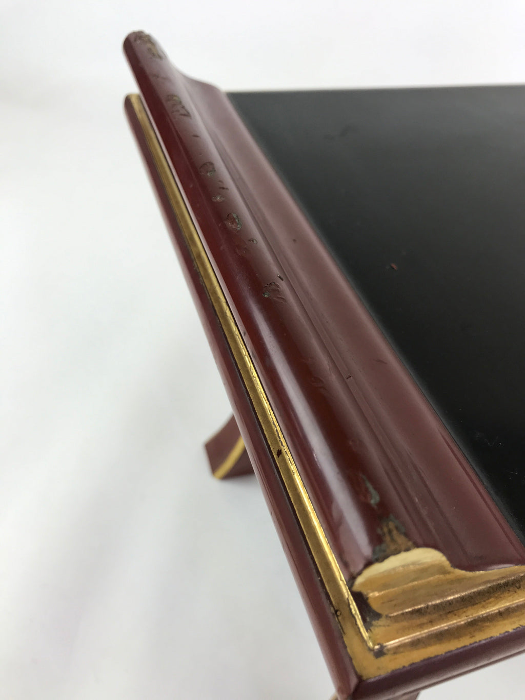 Japanese Buddhist Altar Offering Table Vtg Lacquered Kyozukue Brown Black BA3
