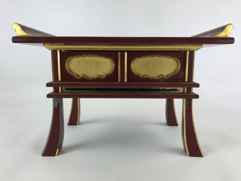 Japanese Buddhist Altar Offering Table Vtg Lacquered Kyozukue Brown Black BA3