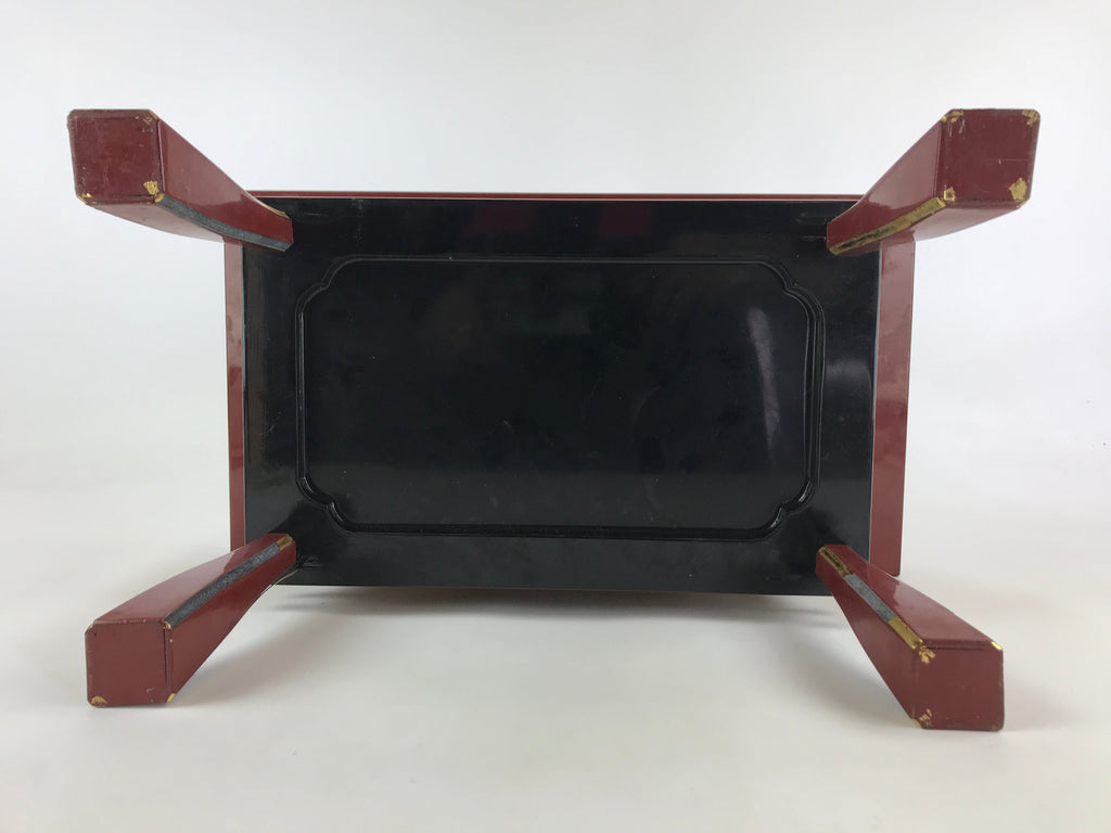 Japanese Buddhist Altar Offering Table Vtg Lacquered Kyozukue Brown Black BA3