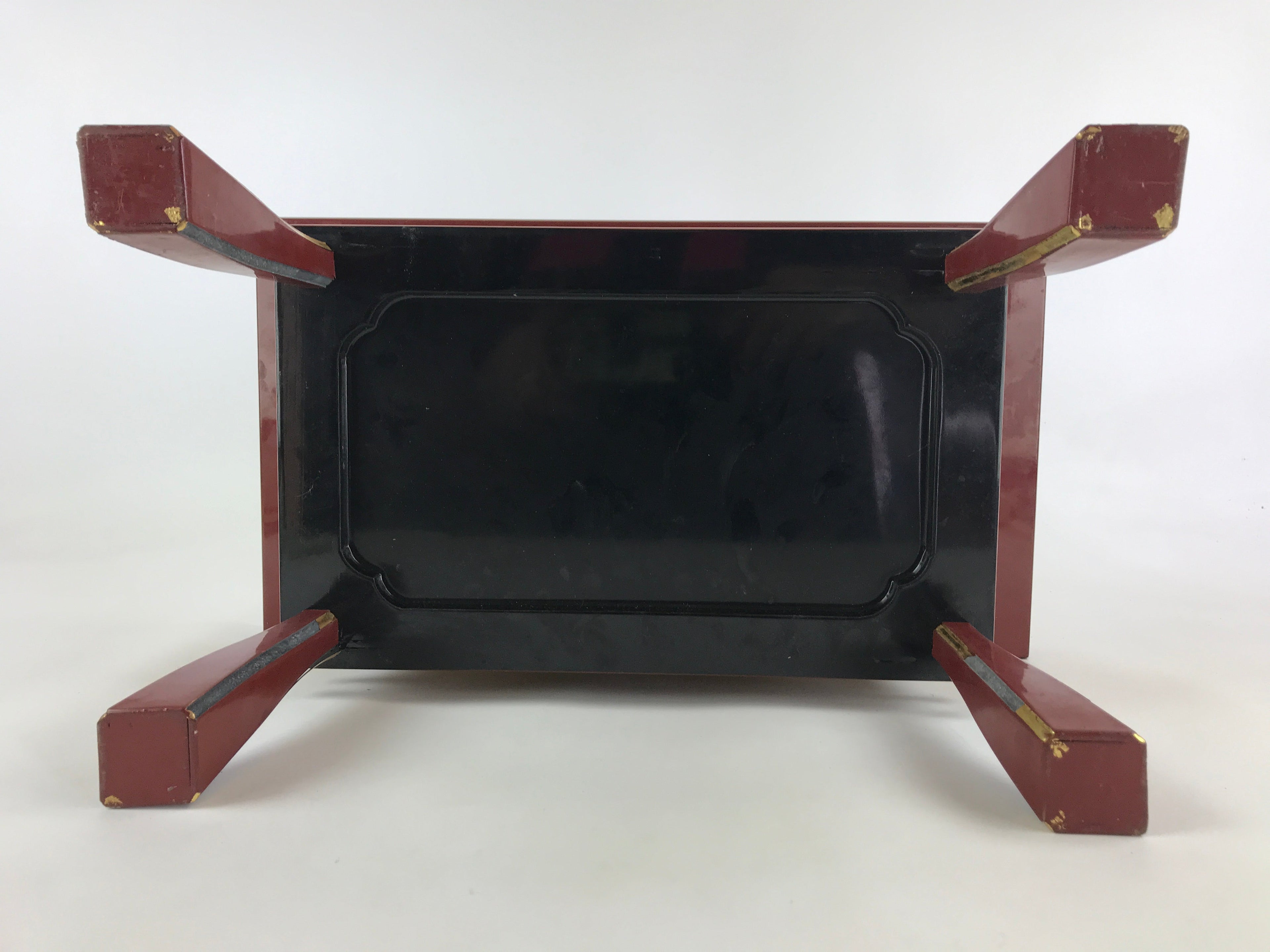 Japanese Buddhist Altar Offering Table Vtg Lacquered Kyozukue Brown Black BA3