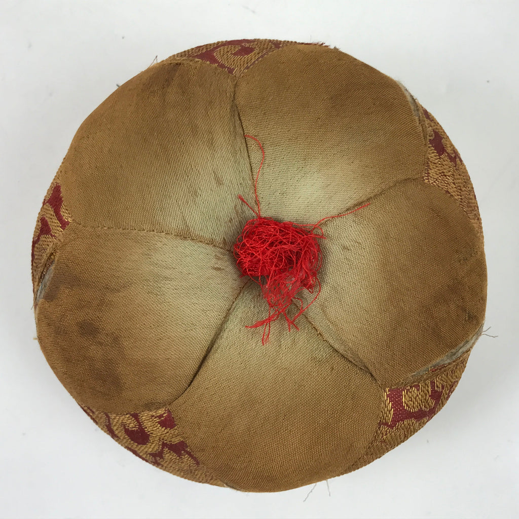 Japanese Buddhist Altar Orin Bell Singing Bowl Fabric Pillow Vtg Red Brown BA539