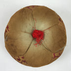 Japanese Buddhist Altar Orin Bell Singing Bowl Fabric Pillow Vtg Red Brown BA539