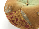 Japanese Buddhist Altar Orin Bell Singing Bowl Fabric Pillow Vtg Red Brown BA539