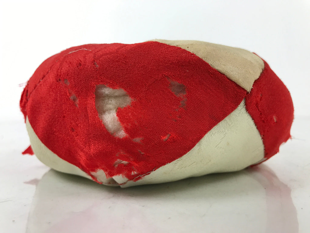 Japanese Buddhist Altar Orin Bell Singing Bowl Fabric Pillow Vtg Red Silk BA541