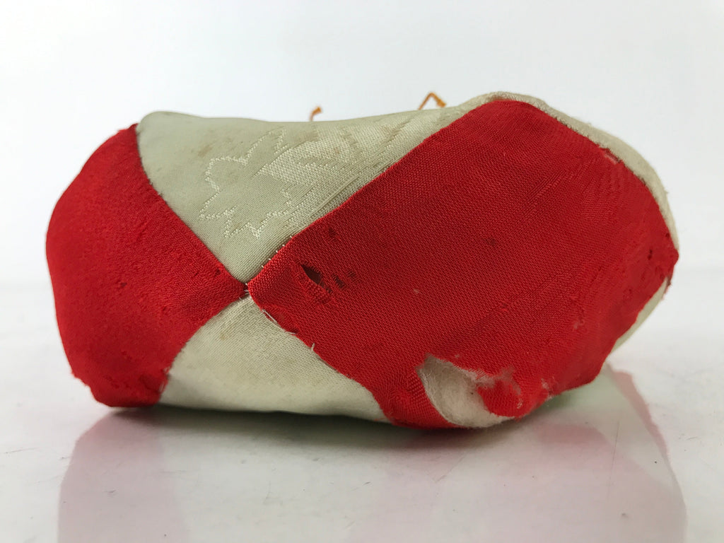 Japanese Buddhist Altar Orin Bell Singing Bowl Fabric Pillow Vtg Red Silk BA541