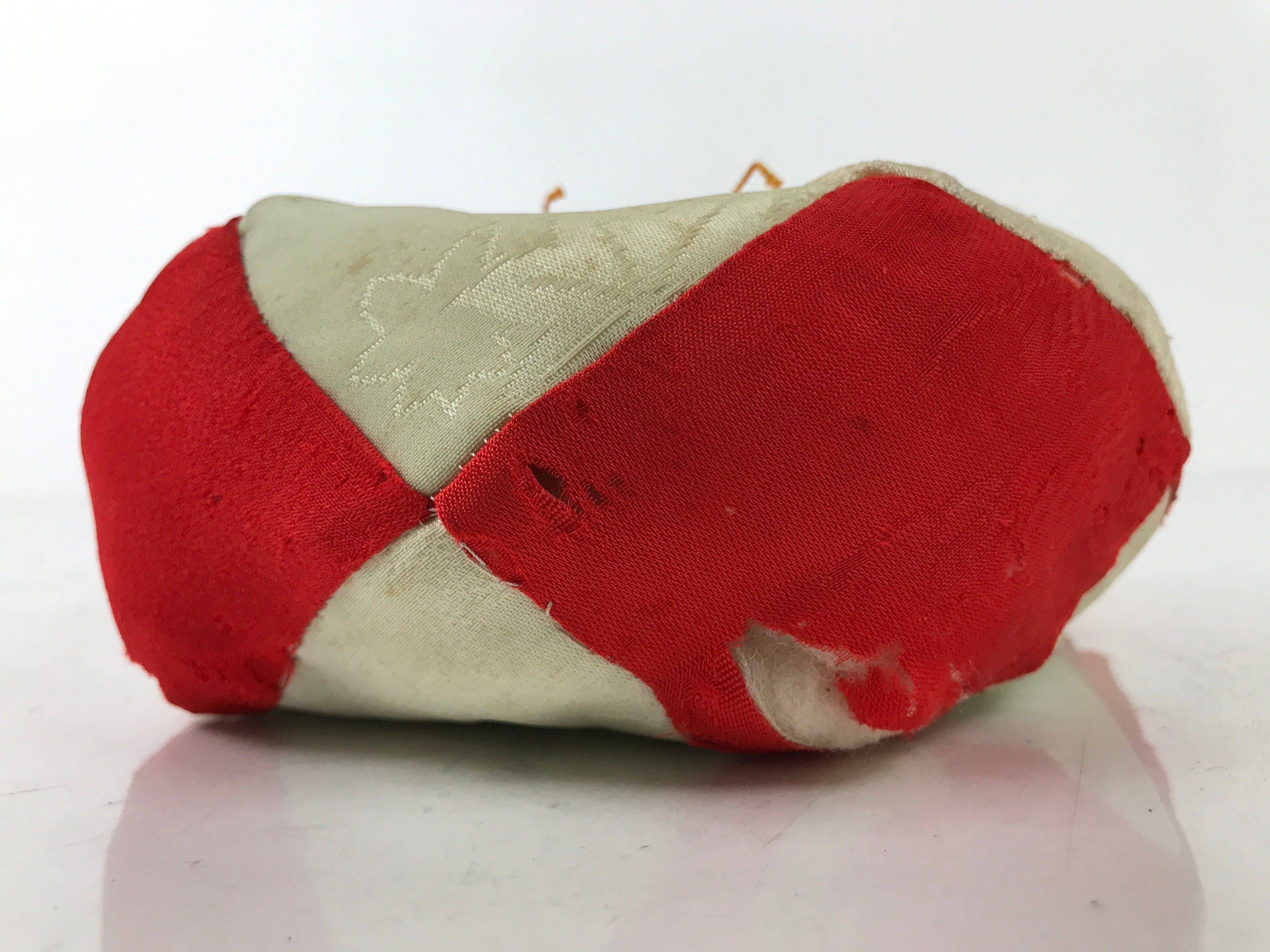 Japanese Buddhist Altar Orin Bell Singing Bowl Fabric Pillow Vtg Red Silk BA541