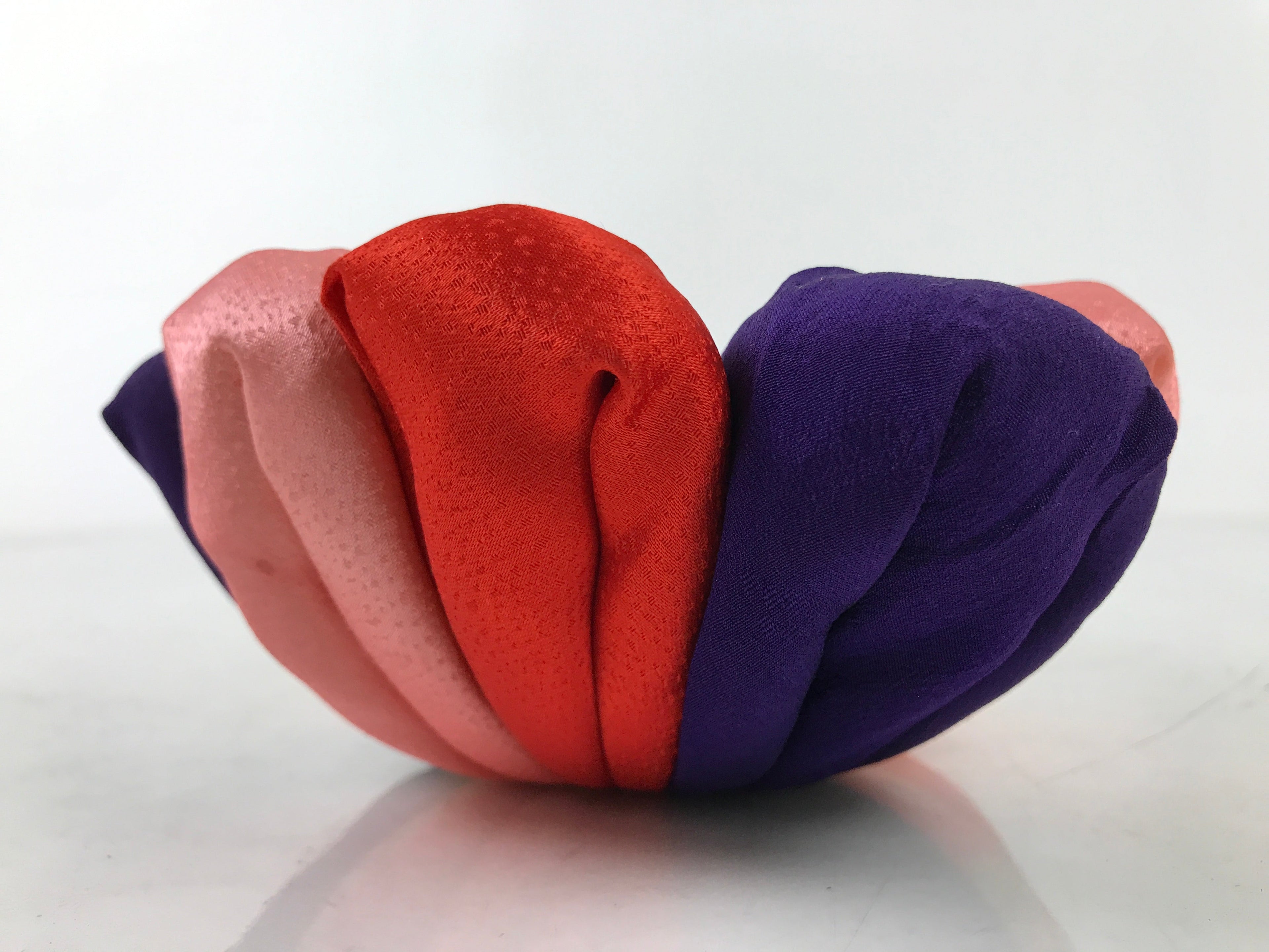 Japanese Buddhist Altar Orin Bell Singing Bowl Silk Fabric Pillow Pink Red BA546