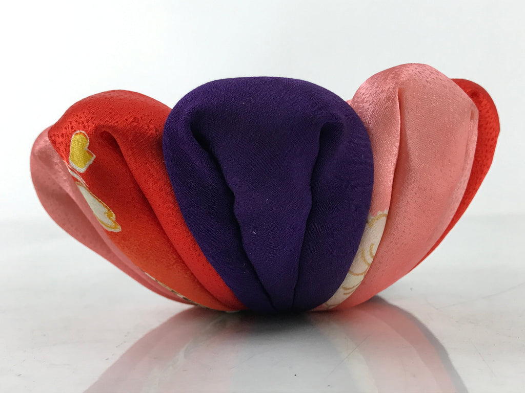 Japanese Buddhist Altar Orin Bell Singing Bowl Silk Fabric Pillow Pink Red BA546