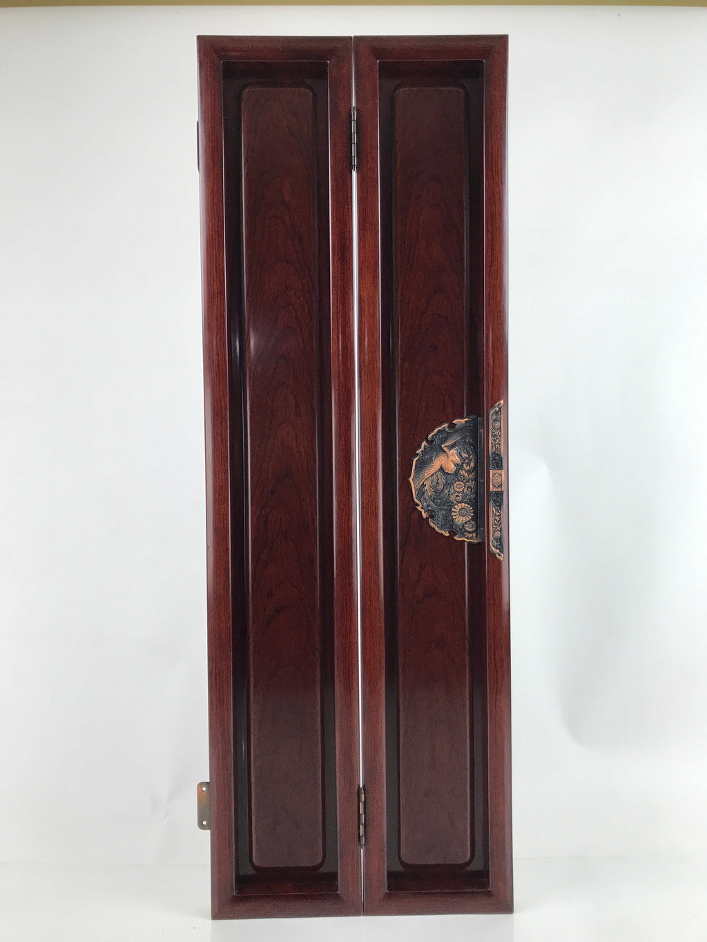 Japanese Buddhist Altar Part Brushed Lacquer Outer Door Panel Vtg Bronze BA454