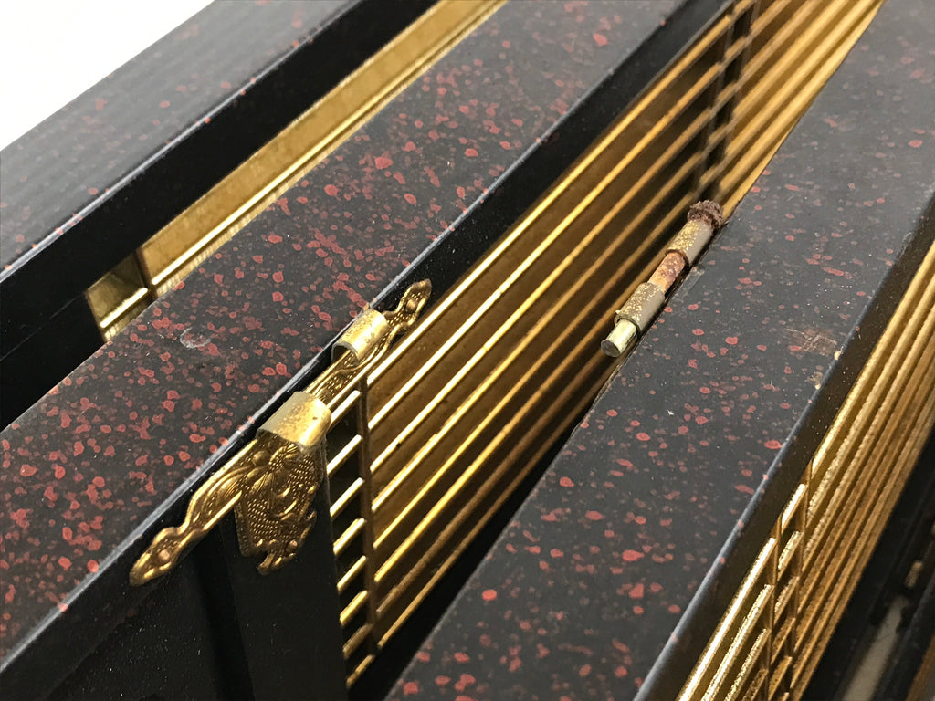 Japanese Buddhist Altar Part Door Panel Vtg Gold Gilt Temple Lacquered Gold BA8