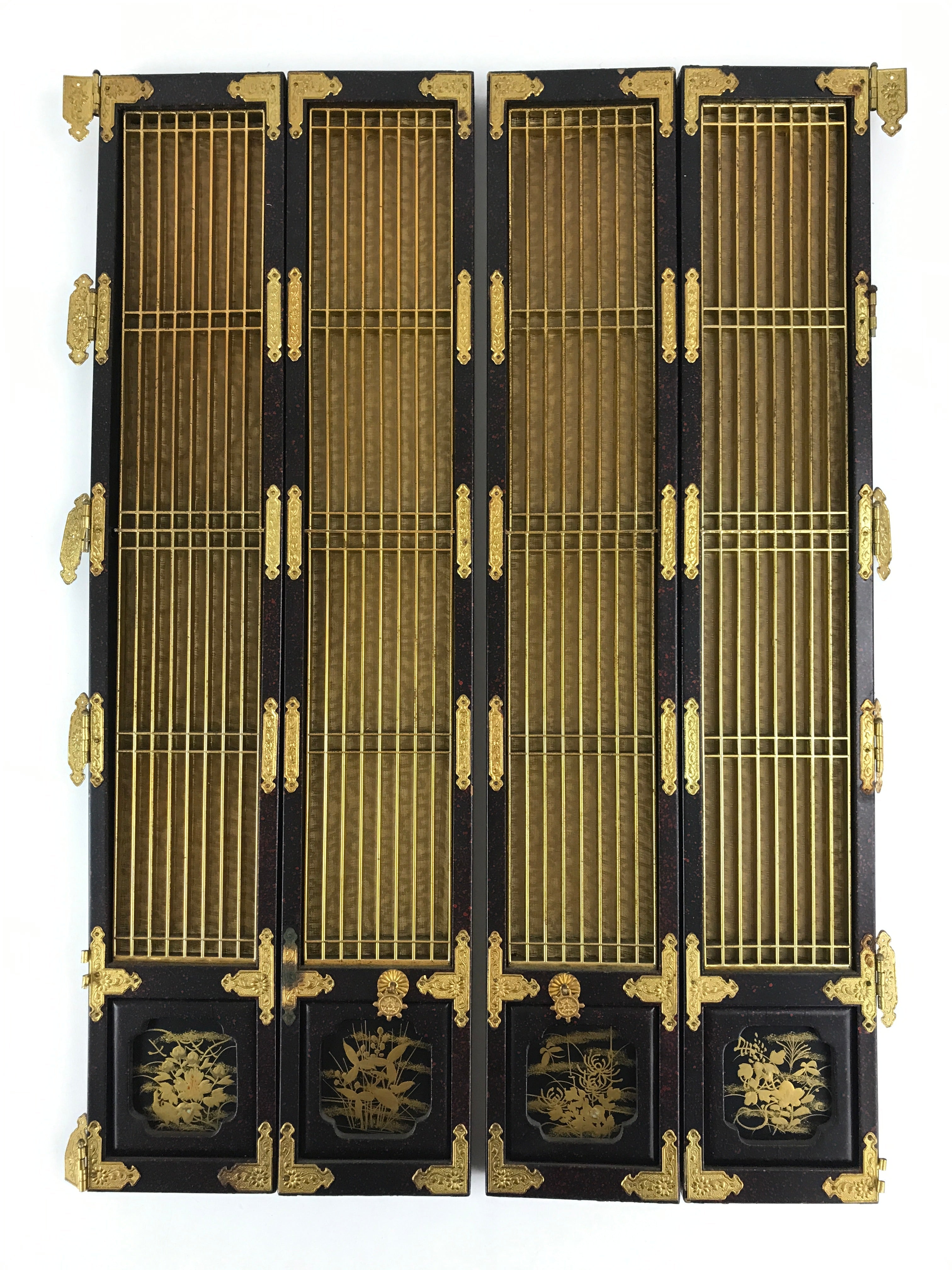 Japanese Buddhist Altar Part Door Panel Vtg Gold Gilt Temple Lacquered Gold BA8