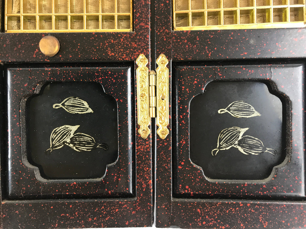 Japanese Buddhist Altar Part Door Panel Vtg Gold Gilt Temple Lacquered Gold BA8