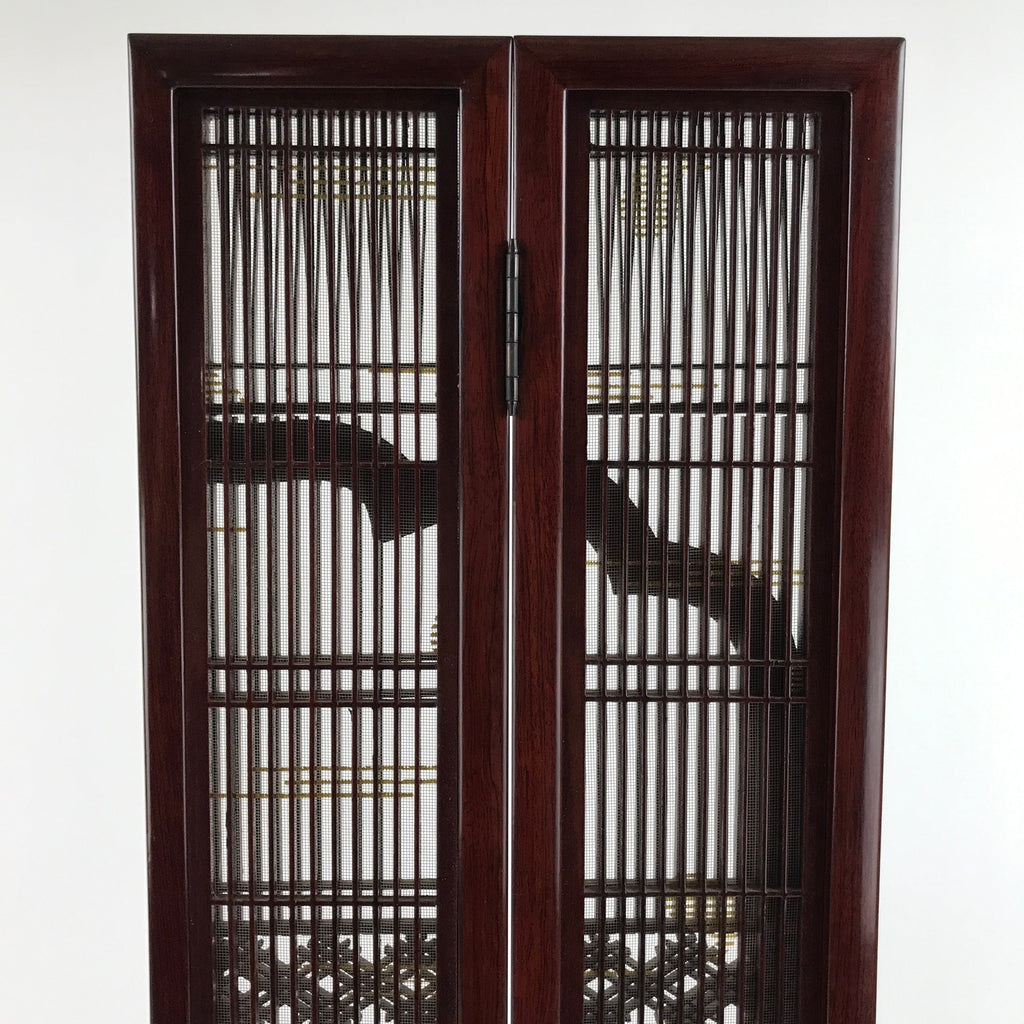 Japanese Buddhist Altar Part Inner Door Brush Lacquer Panel Vtg Geometric BA455