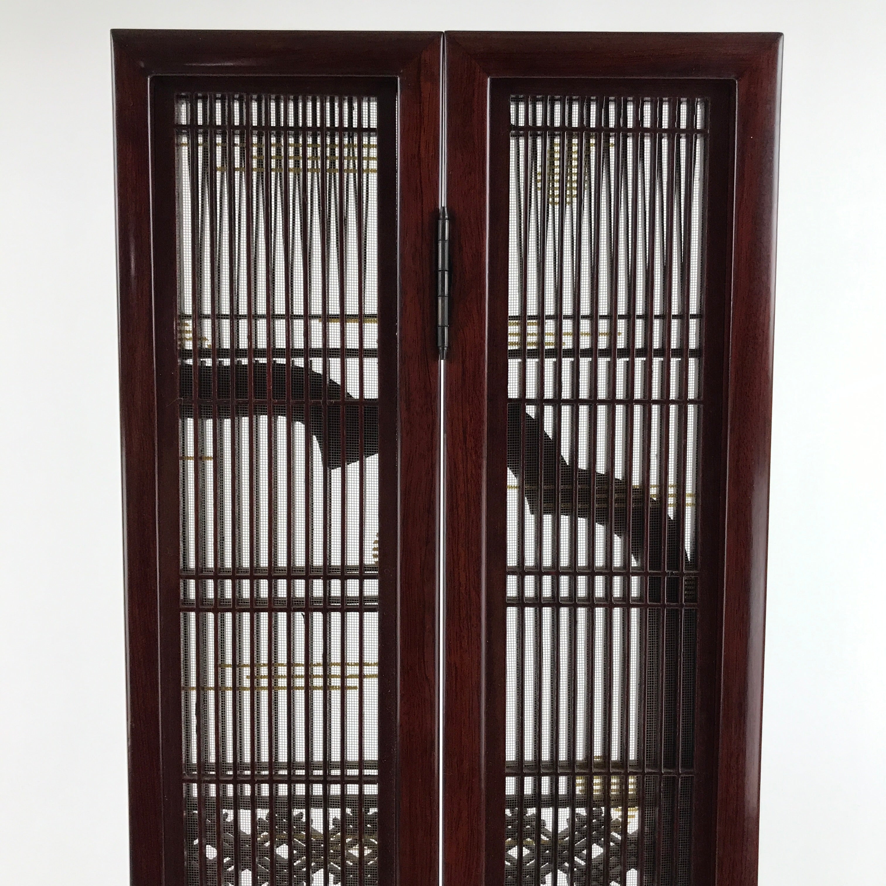 Japanese Buddhist Altar Part Inner Door Brush Lacquer Panel Vtg Geometric BA455