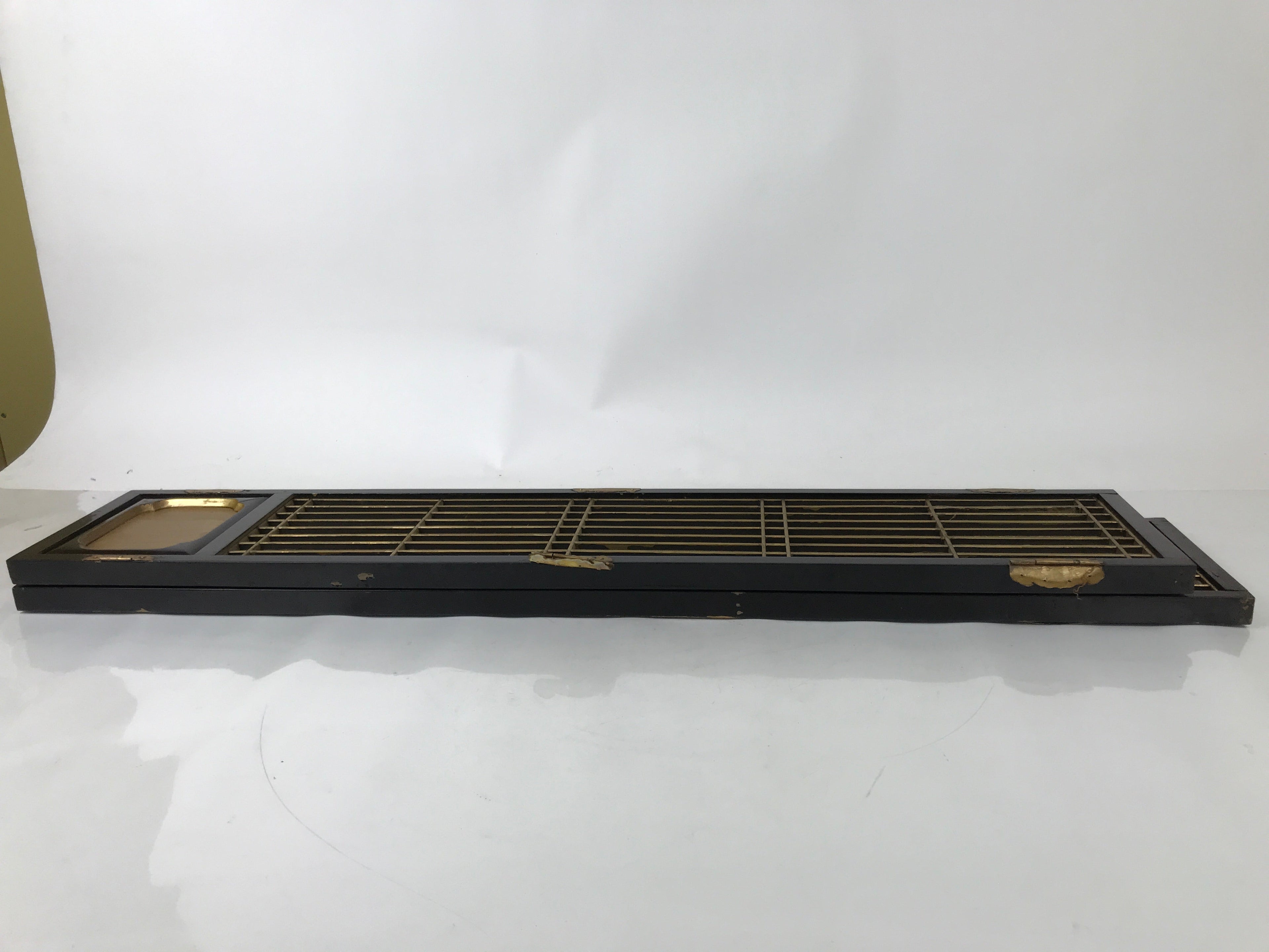 Japanese Buddhist Altar Part Inner Door Lacquer Panel Vtg Black Gold Crane BA491