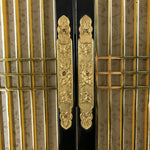 Japanese Buddhist Altar Part Inner Door Lacquer Panel Vtg Brass Black Gold BA437