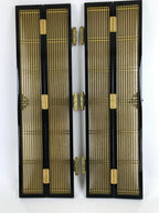 Japanese Buddhist Altar Part Inner Door Lacquer Panel Vtg Brass Black Gold BA437