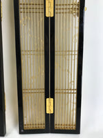 Japanese Buddhist Altar Part Inner Door Lacquer Panel Vtg Brass Black Gold BA438