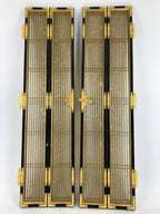Japanese Buddhist Altar Part Inner Door Lacquer Panel Vtg Brass Black Gold BA438